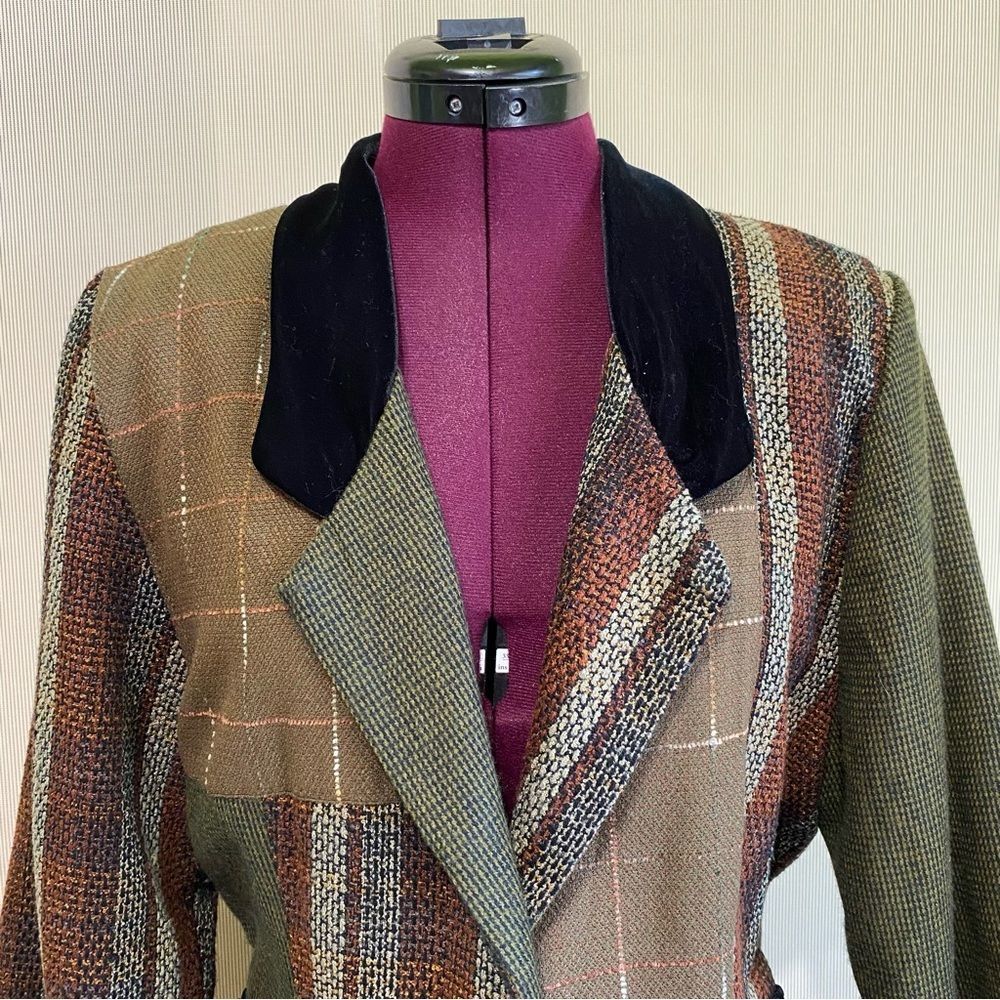 Vintage ZOE California Wool Patchwork Dark Cottagecore Blazer Women’s Size S USA